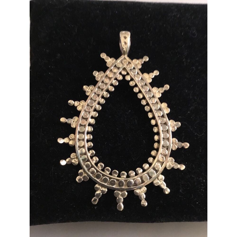 ANNA BECK ICONIC STERLING SILVER GOLD PLATED OPEN TEARDROP DOT PENDANT AS IS